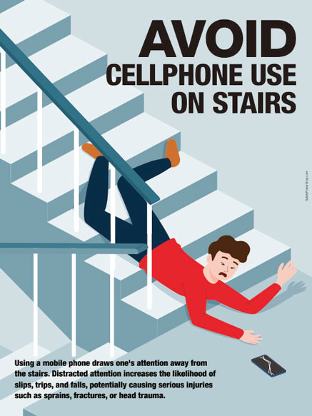 Avoid cellphone use on stairs